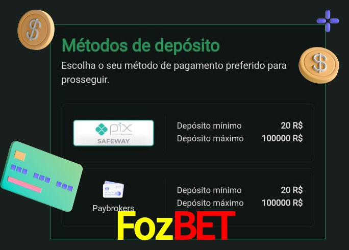 O cassino Fozbet oferece uma grande variedade de métodos de pagamento